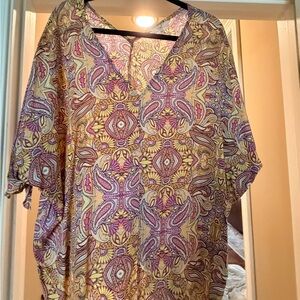 Easel Vibrant Purple and Yellow Blouse